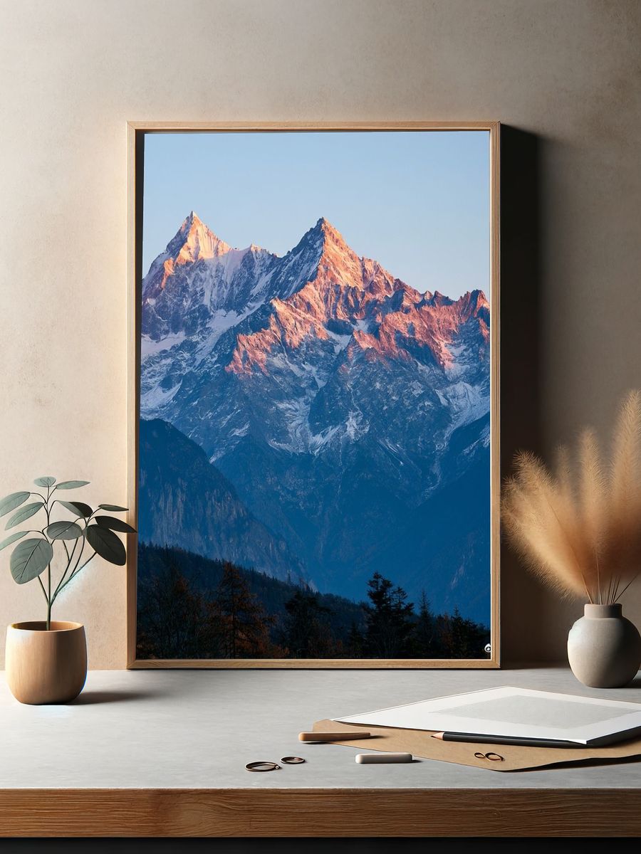 Alpine Sunrise Mountain Poster. — room view 2