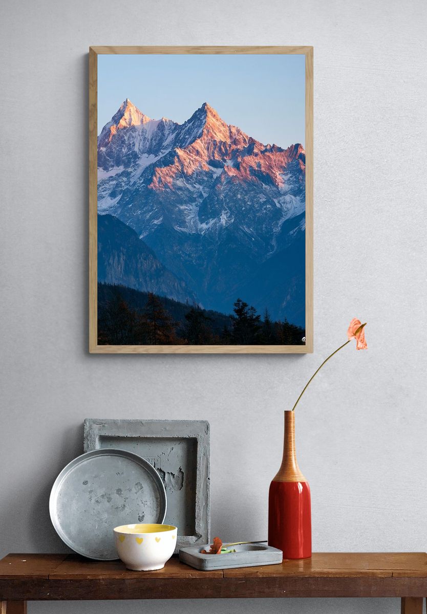 Alpine Sunrise Mountain Poster. — room view 3