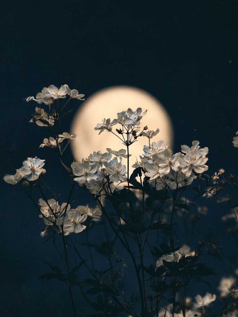 Moonlit Wildflowers Photography Poster. poster — nature art