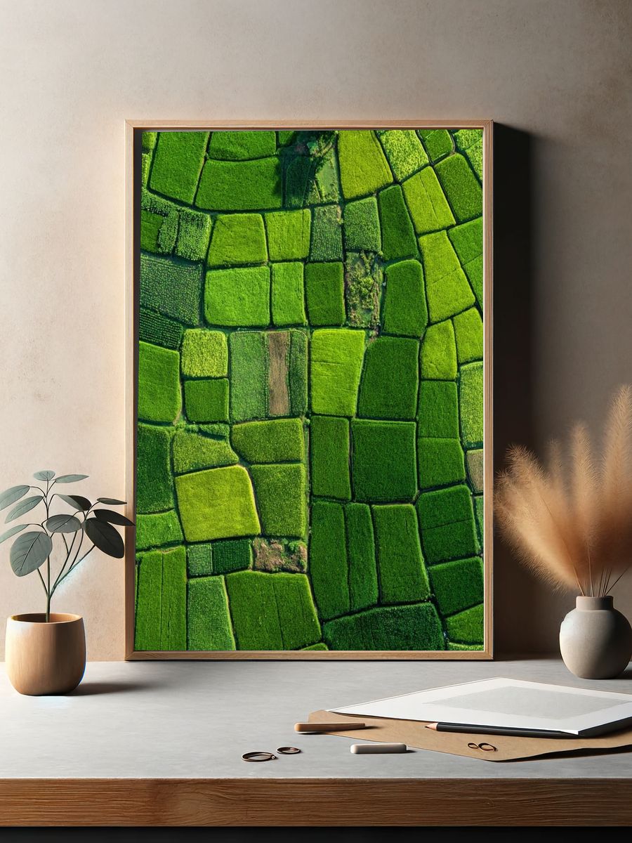 Lush Green Fields — Nature Print. — room view 2