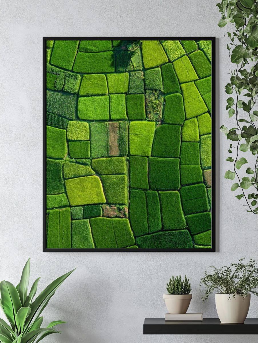 Lush Green Fields — Nature Print. — room view 4