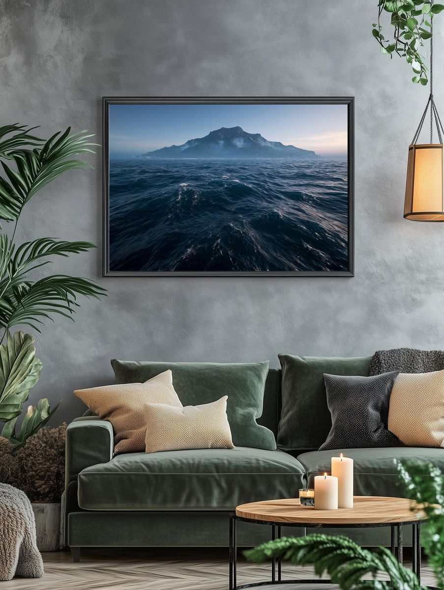 Misty Island Seascape Poster. — room view 4