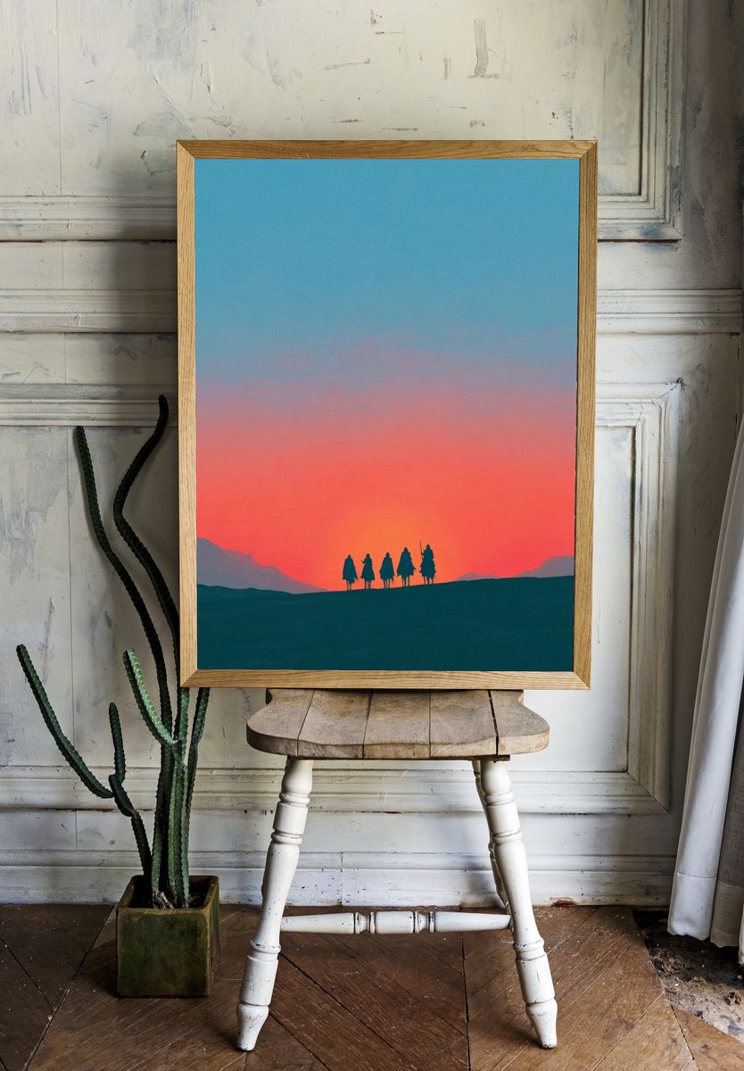 Desert Travelers Sunset Print. — room view 1
