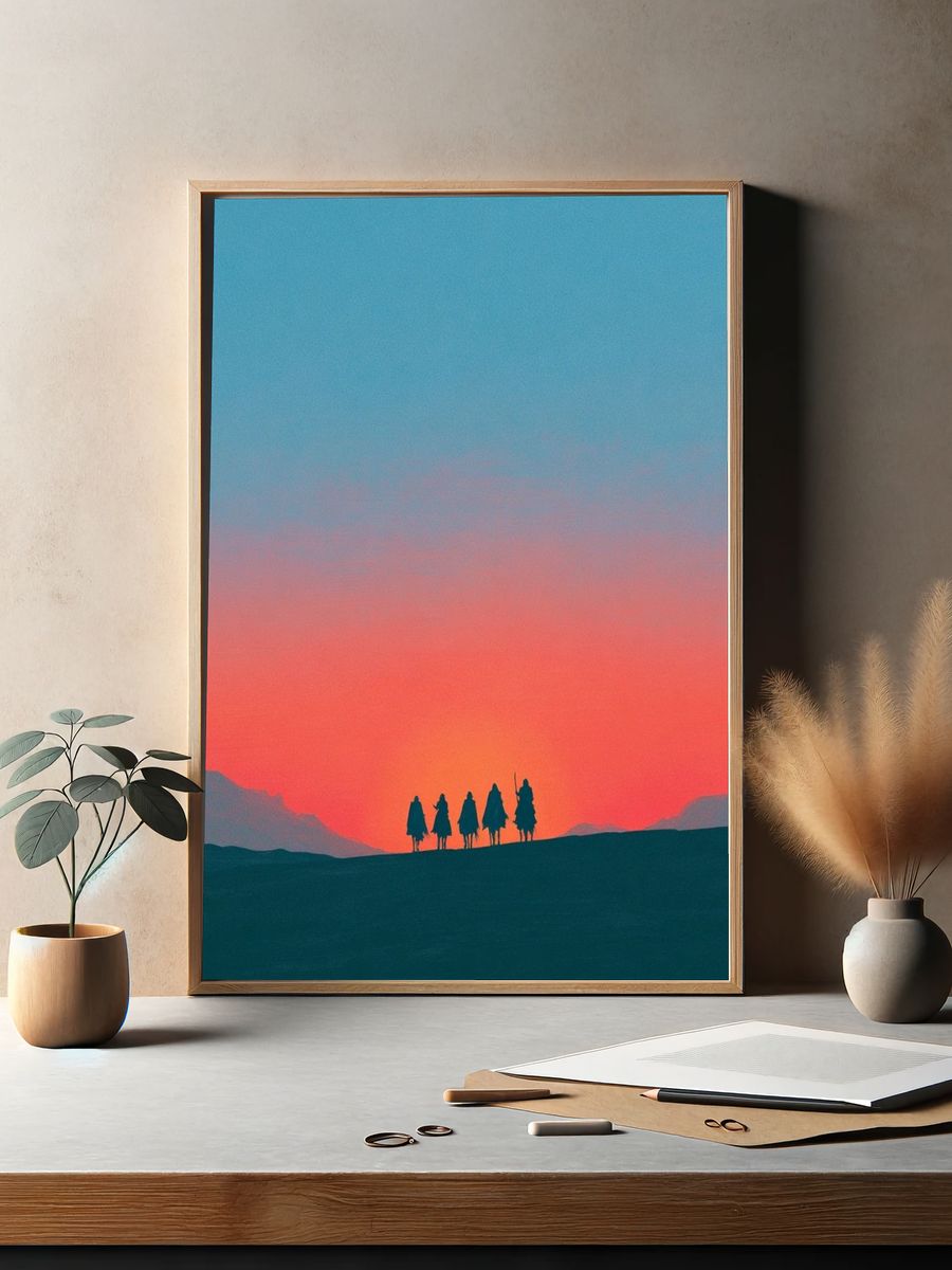 Desert Travelers Sunset Print. — room view 2