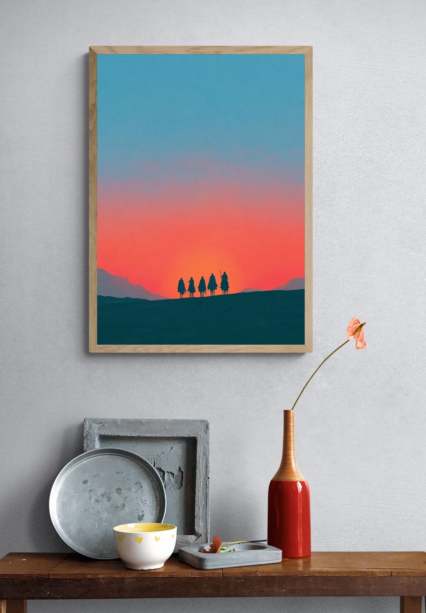 Desert Travelers Sunset Print. — room view 3