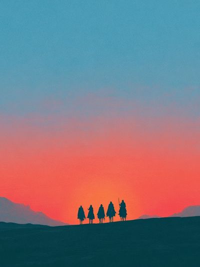 Desert Travelers Sunset Print. poster