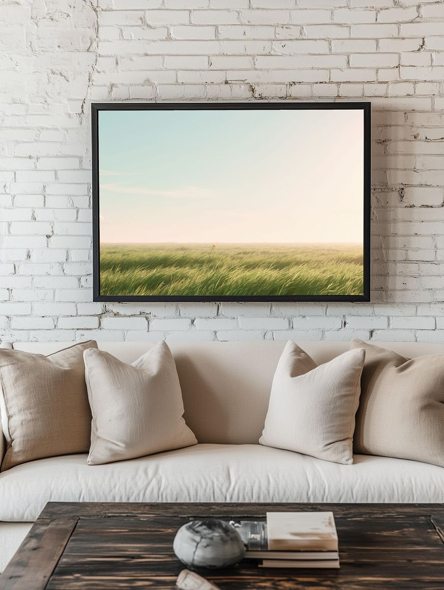 Windy Meadow Sunrise Print. room preview