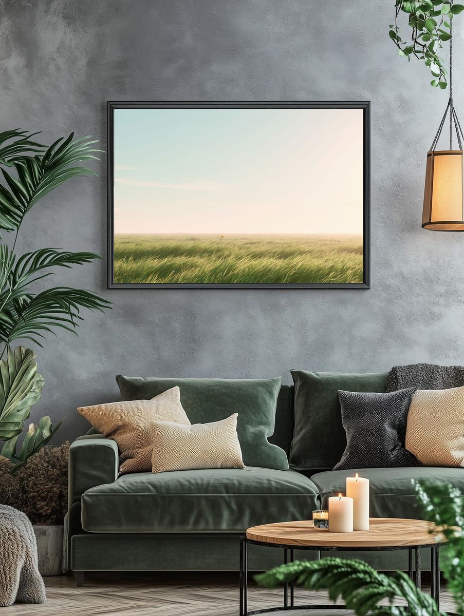 Windy Meadow Sunrise Print. — room view 4