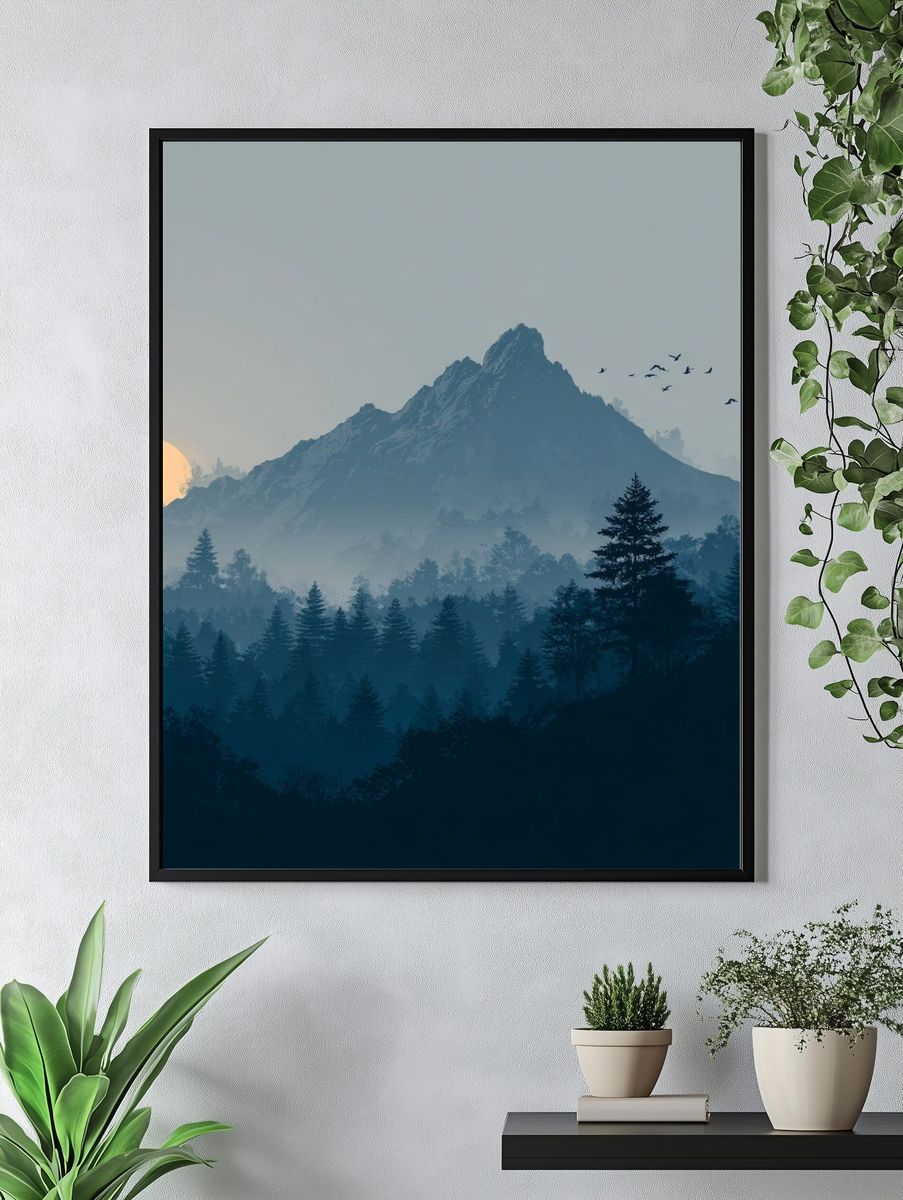 Misty Mountain Dawn Print. — room view 4