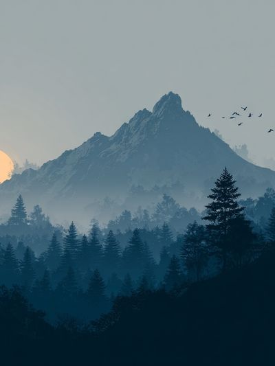 Misty Mountain Dawn Print.