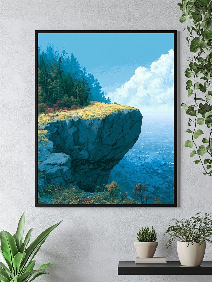 Cliffside Coastline Landscape Print. — room view 4