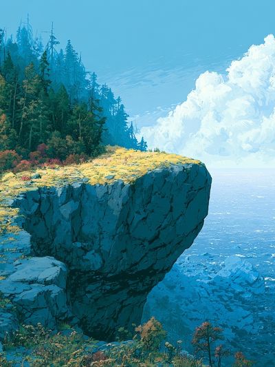 Cliffside Coastline Landscape Print.