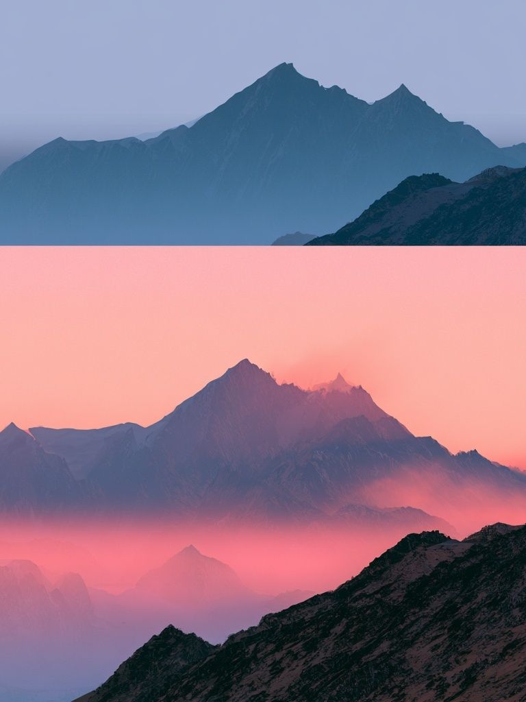 Pink Alpine Peaks Landscape Print. poster detail