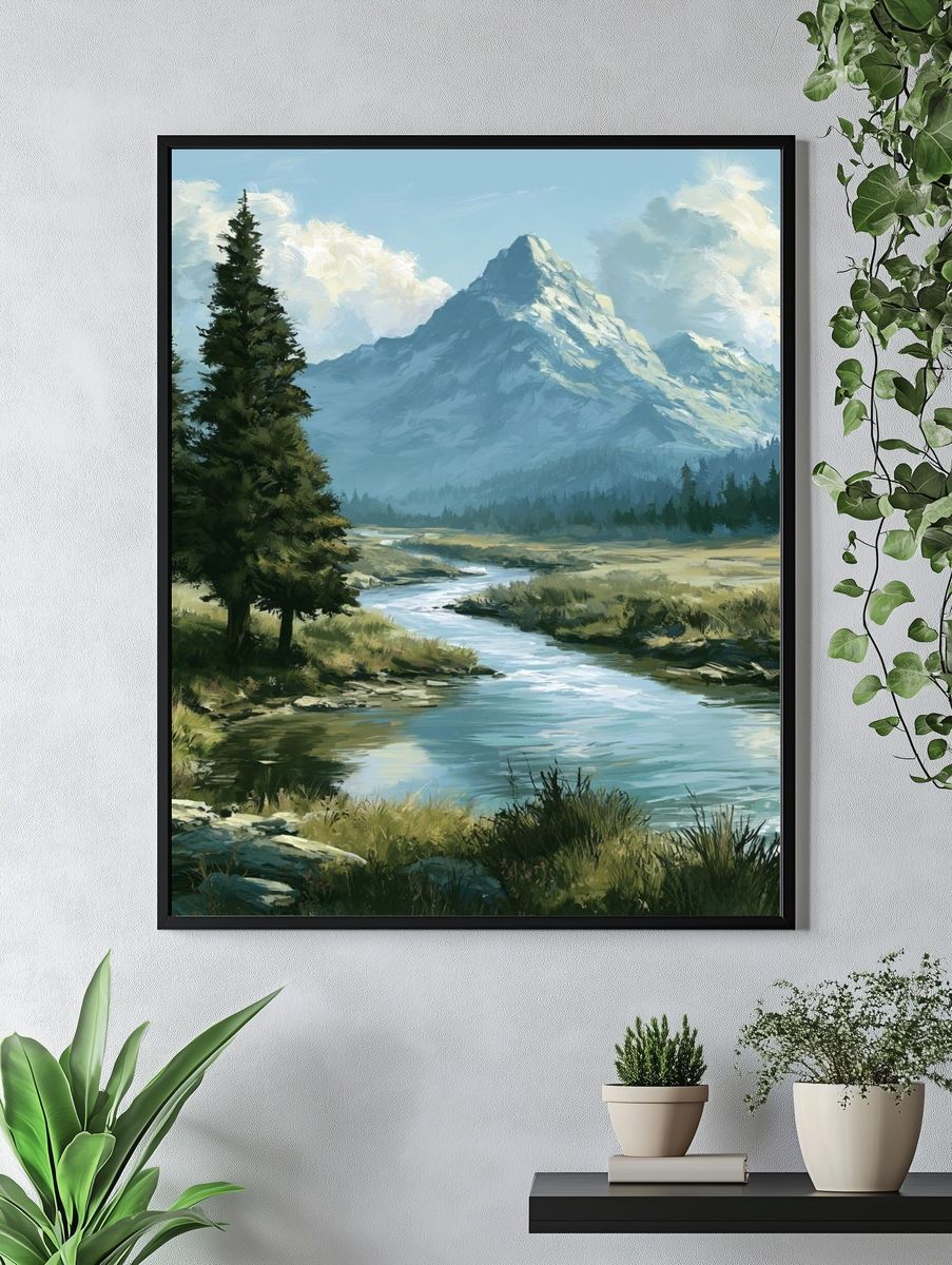 Mountain River Landscape Print. — room view 4