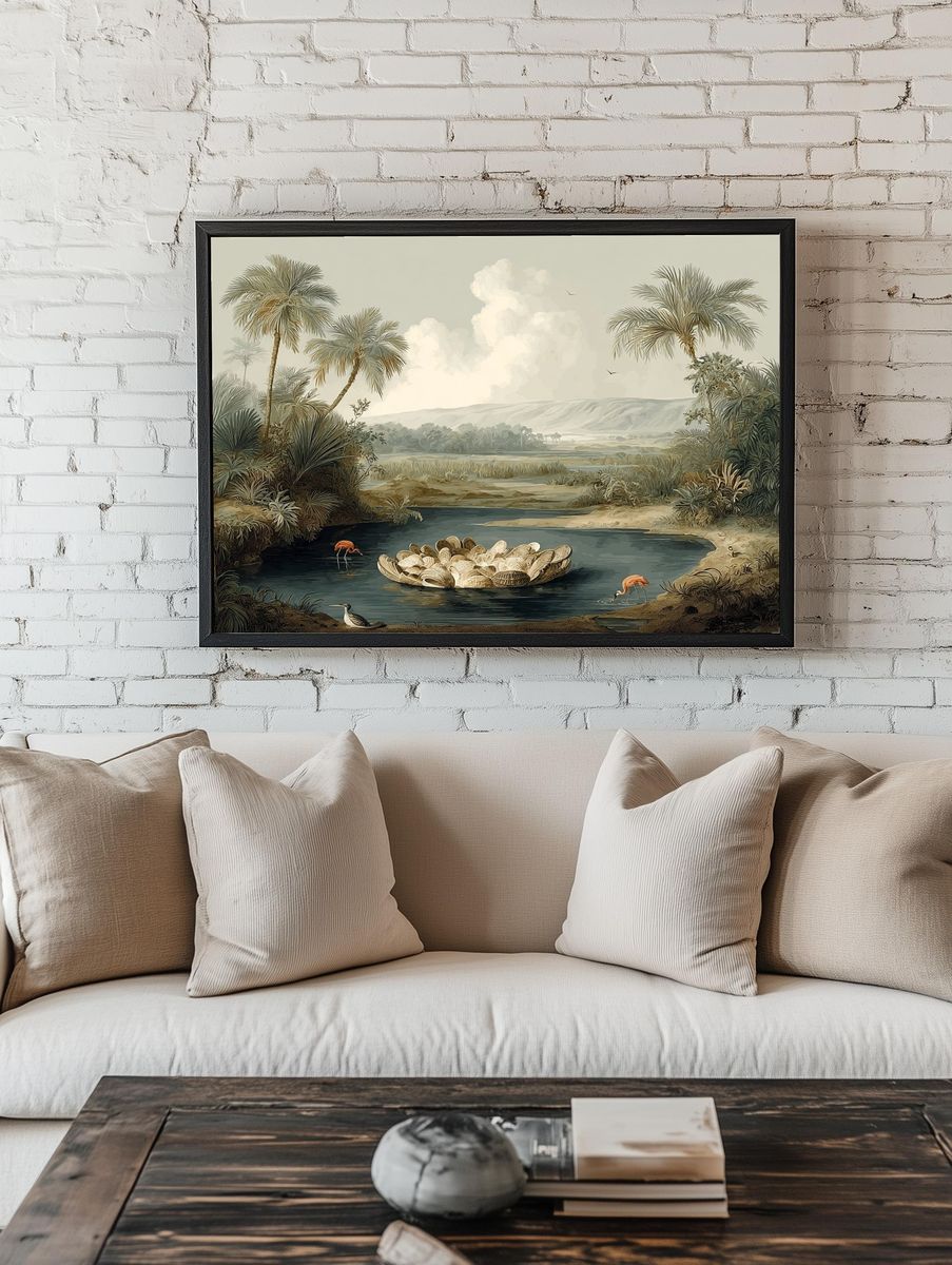 Tropical Lagoon Landscape Print. room preview