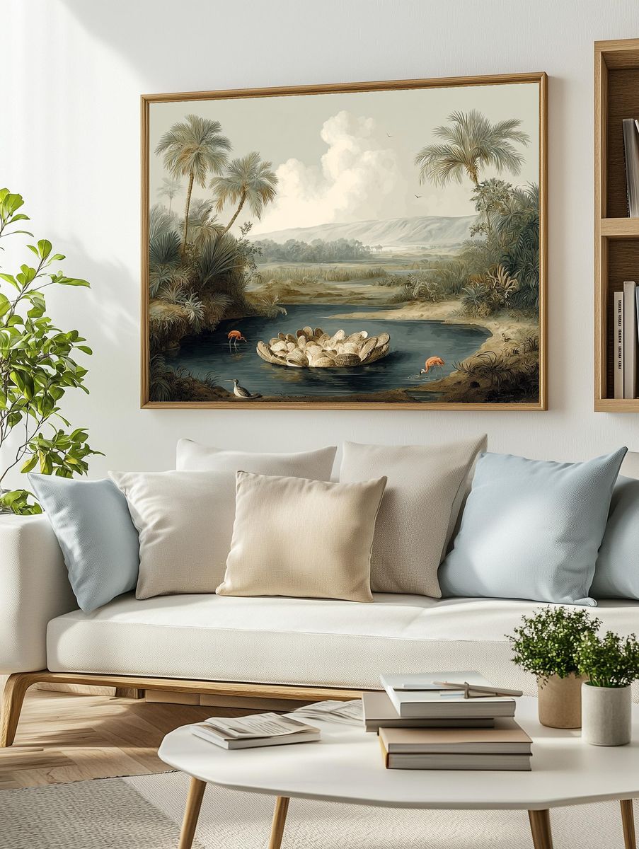 Tropical Lagoon Landscape Print. — room view 2