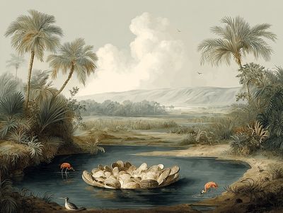 Tropical Lagoon Landscape Print.