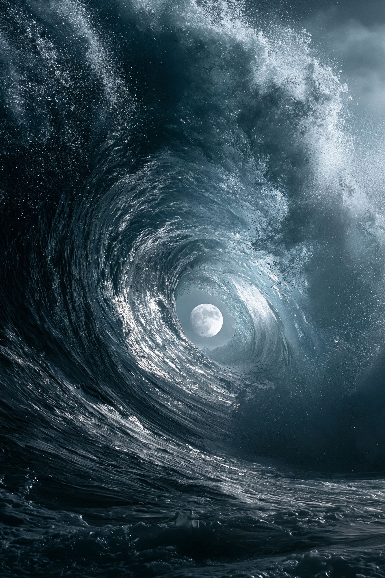 Moonlit Ocean Wave Print. poster detail