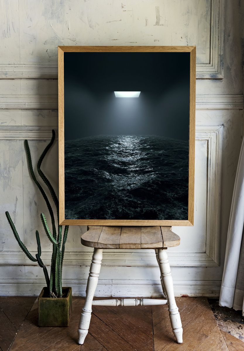 Moonlit Ocean Void Print. room preview