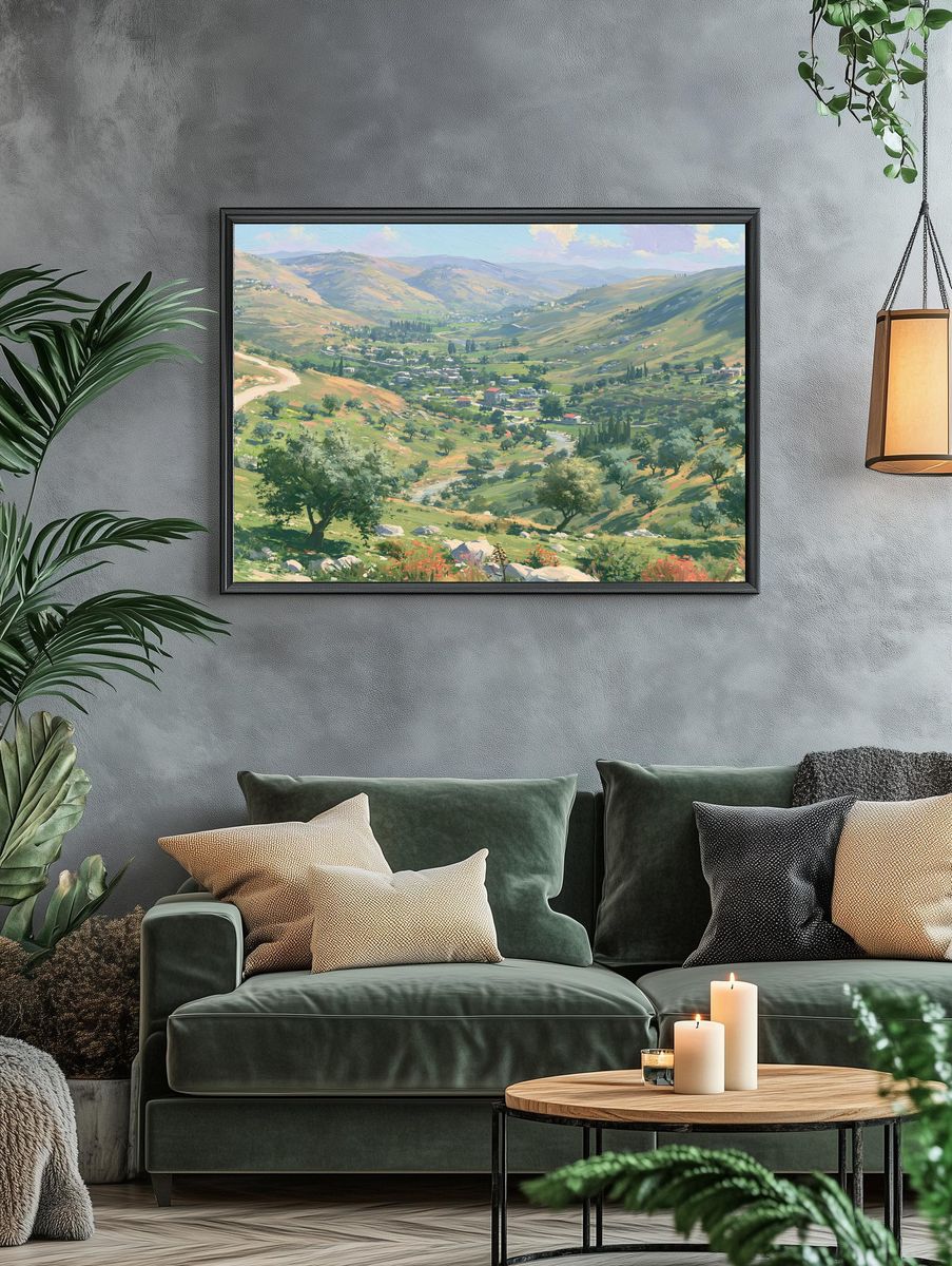 Sunlit Valley Landscape Print. — room view 4