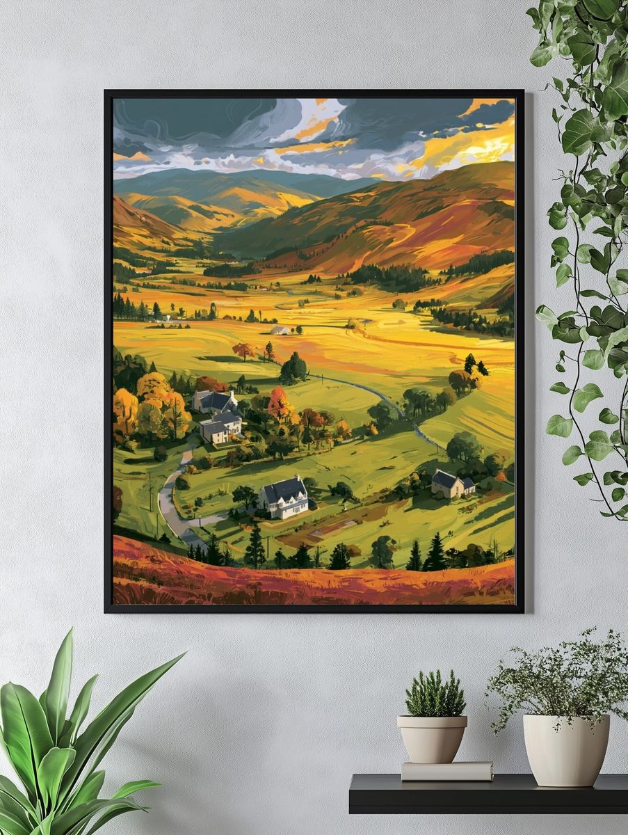 Sunlit Valley Landscape Print. — room view 4