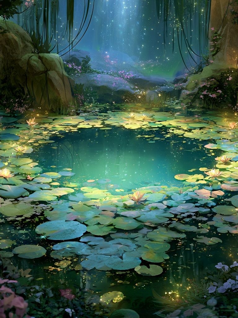 Enchanted Lily Pond Nature Print. poster — nature art