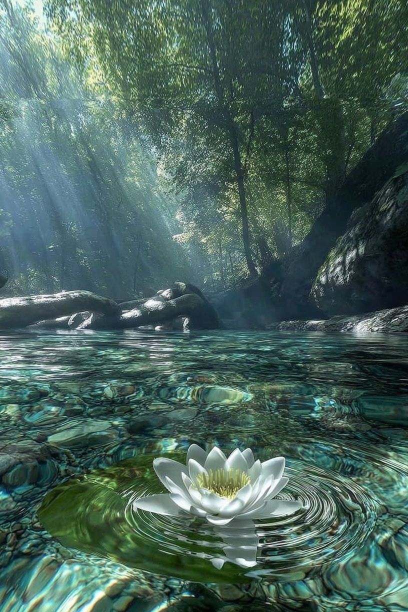 Forest Lotus Reflection Print. poster detail