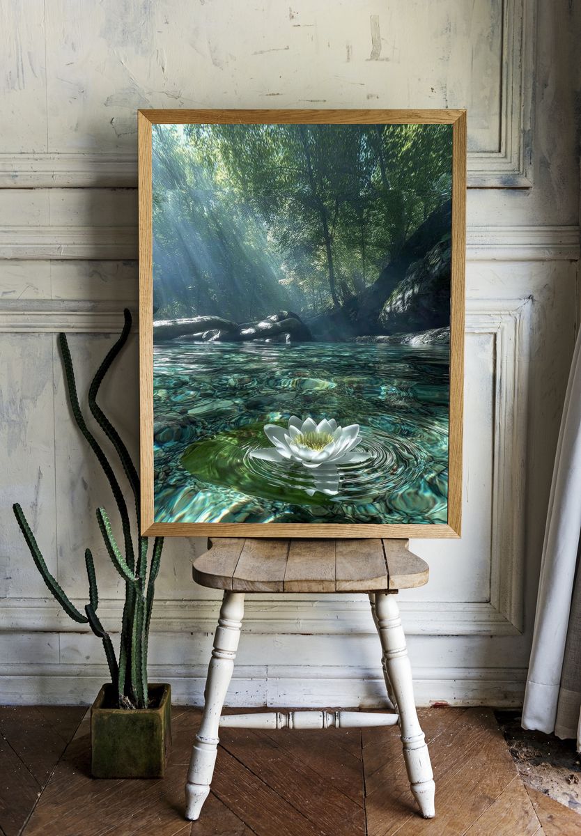 Forest Lotus Reflection Print. — room view 1