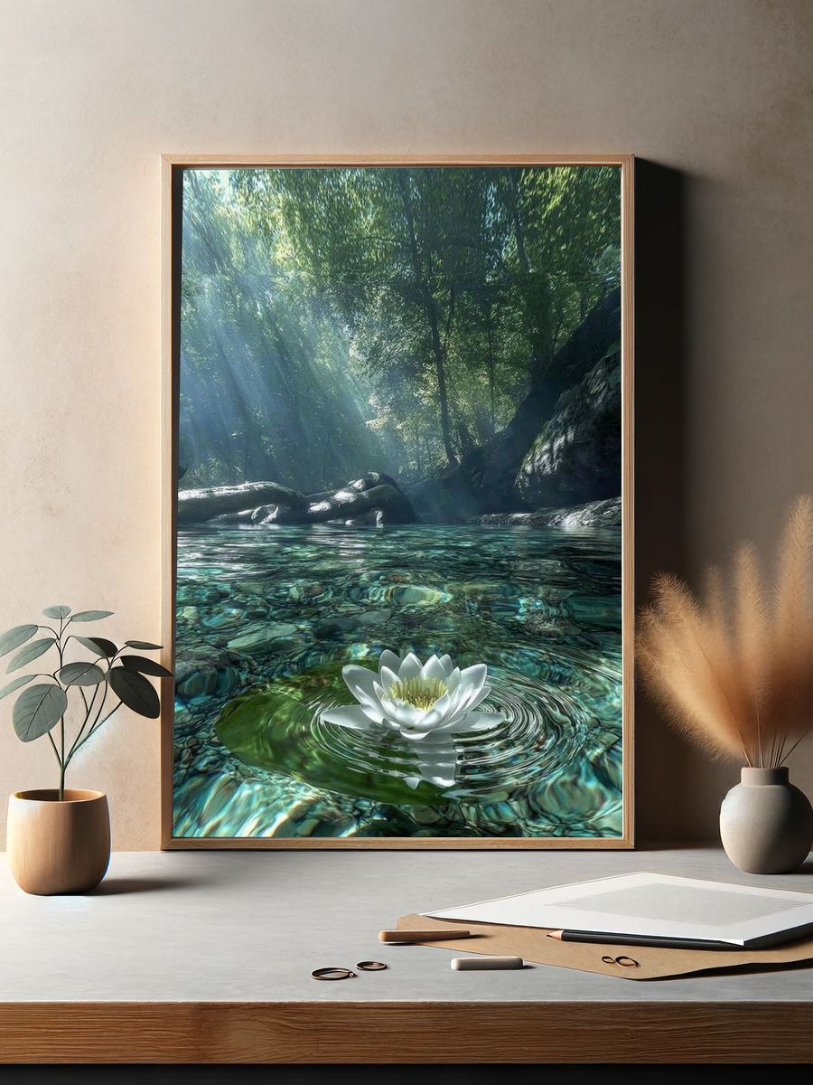 Forest Lotus Reflection Print. — room view 2