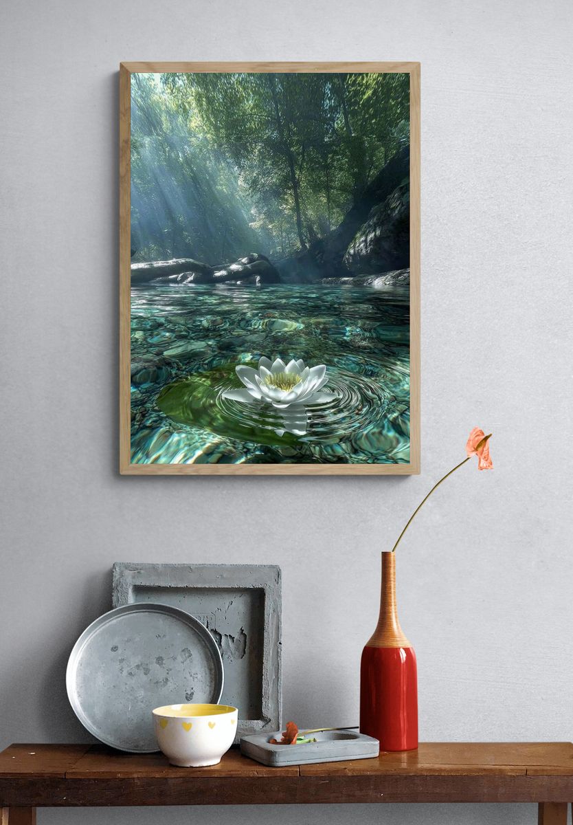 Forest Lotus Reflection Print. — room view 3
