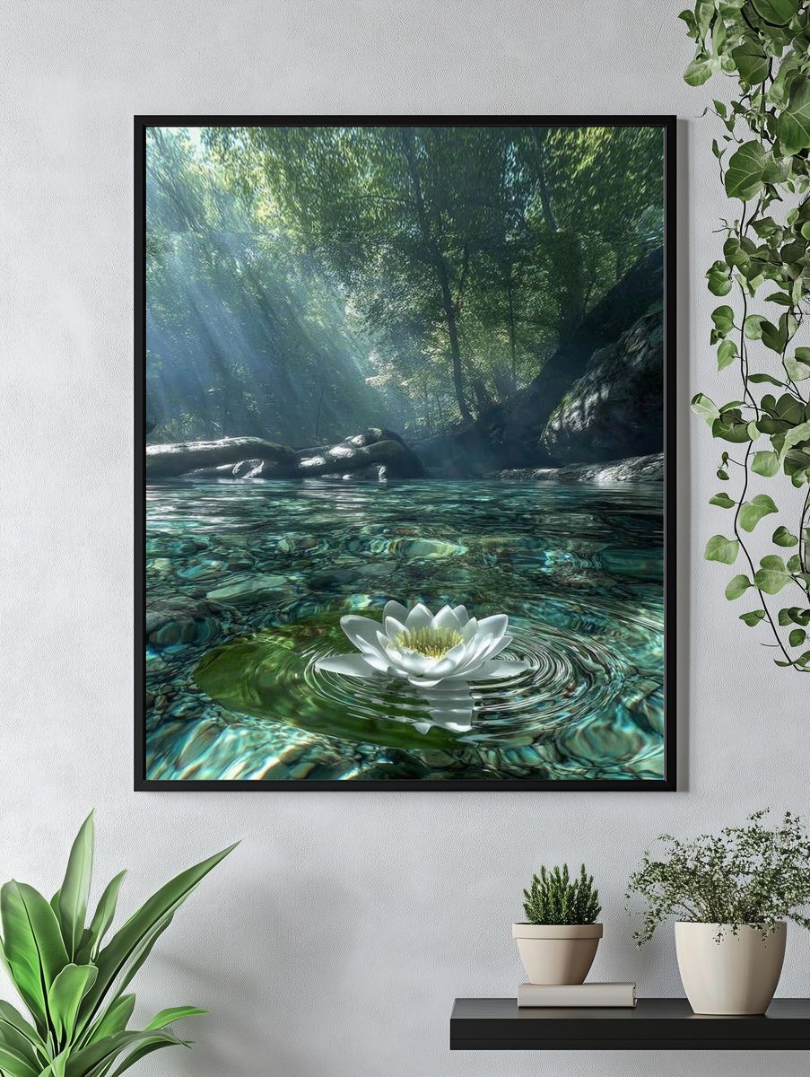 Forest Lotus Reflection Print. — room view 4