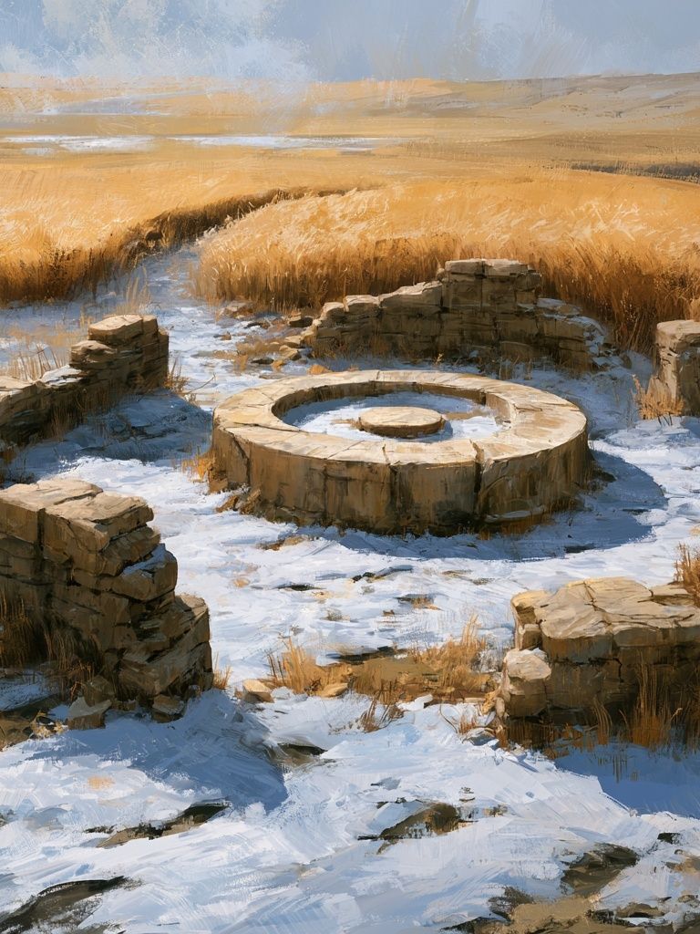 Winter Ruins Landscape Print. poster detail