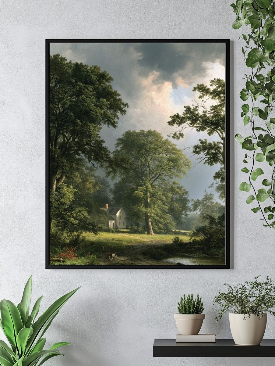 Misty Woodland Cottage Print. — room view 4