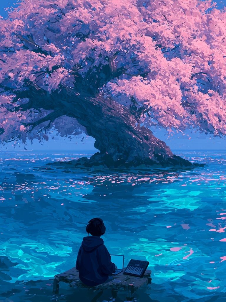 Cherry Blossom Dreamscape Print. poster detail