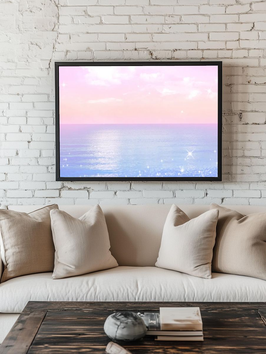 Pastel beach desktop wallpaper, aesthetic. — room view 1