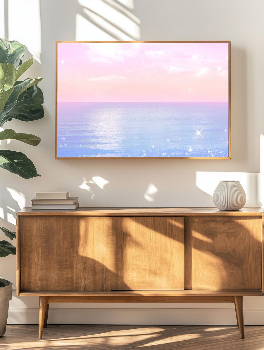 Pastel beach desktop wallpaper, aesthetic. — room view 3