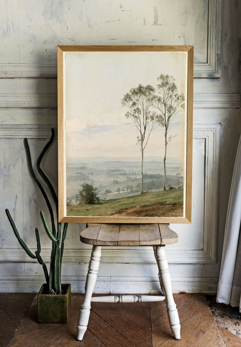 Misty Eucalyptus Landscape Print. — room view 1