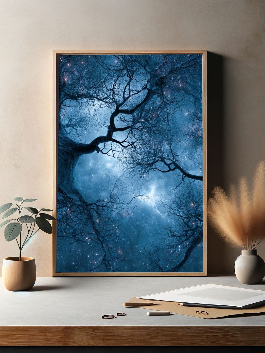 Enchanted Night Forest Print. — room view 2