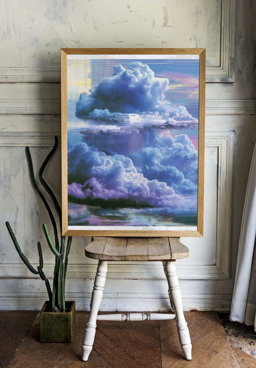 Dreamy Cloudscape Illustration Print. — room view 1