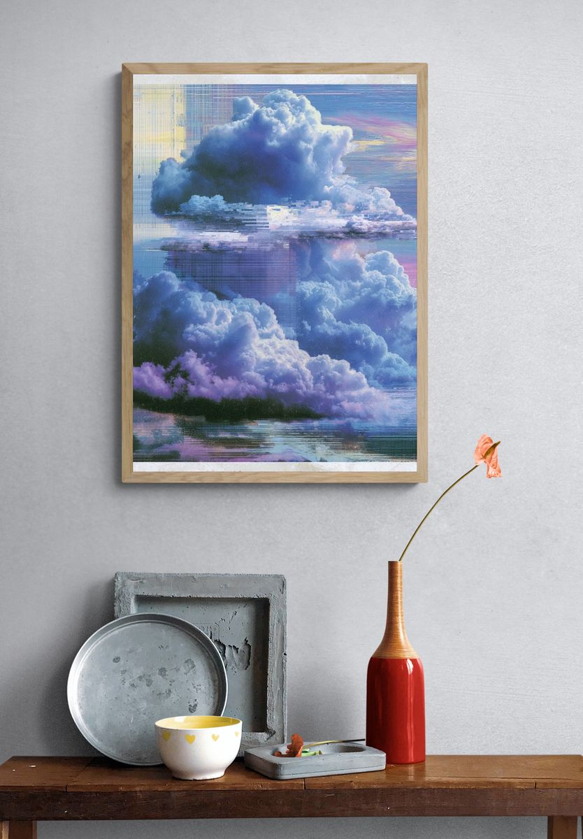 Dreamy Cloudscape Illustration Print. — room view 3