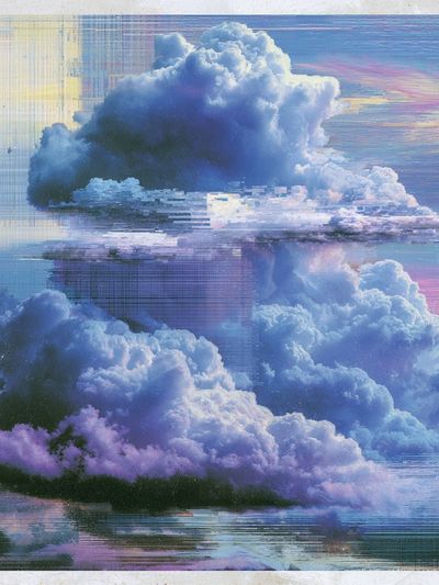 Dreamy Cloudscape Illustration Print.