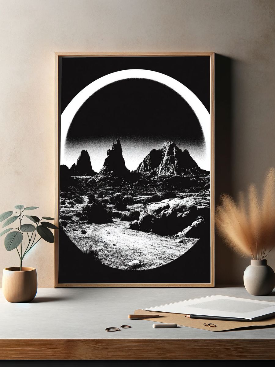 Lunar Mountain Landscape Print. — room view 2