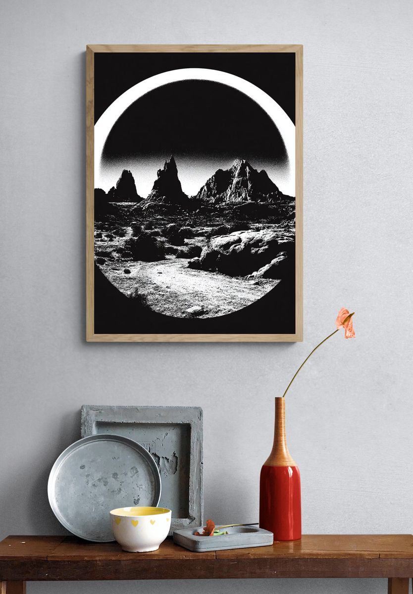 Lunar Mountain Landscape Print. — room view 3