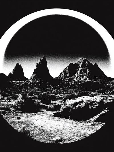 Lunar Mountain Landscape Print. poster