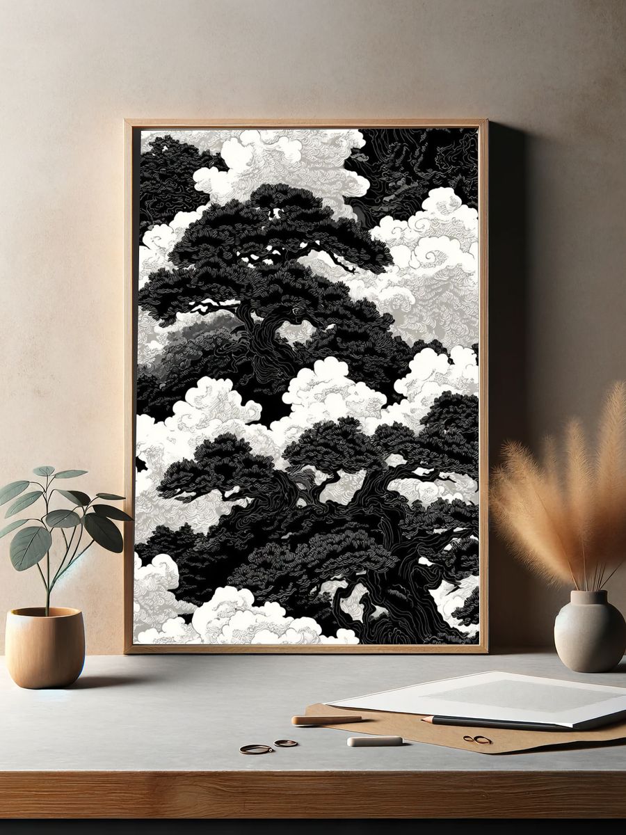 Cloud Pine Forest — Ink Print. — room view 2