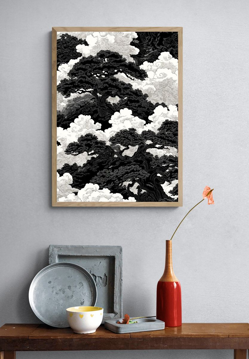 Cloud Pine Forest — Ink Print. — room view 3