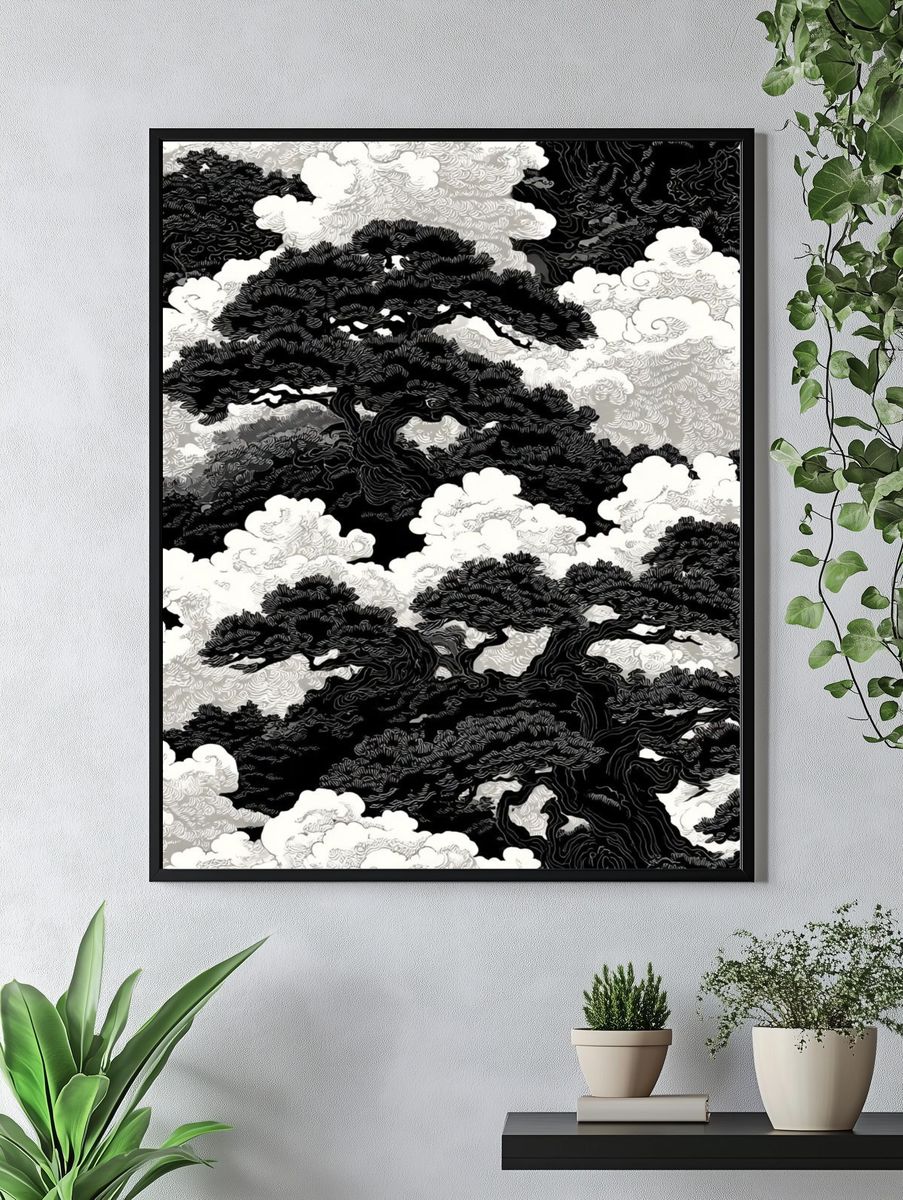 Cloud Pine Forest — Ink Print. — room view 4