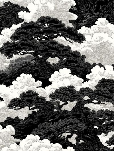 Cloud Pine Forest — Ink Print