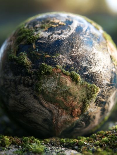 Mossy Earth Sphere Illustration Poster.