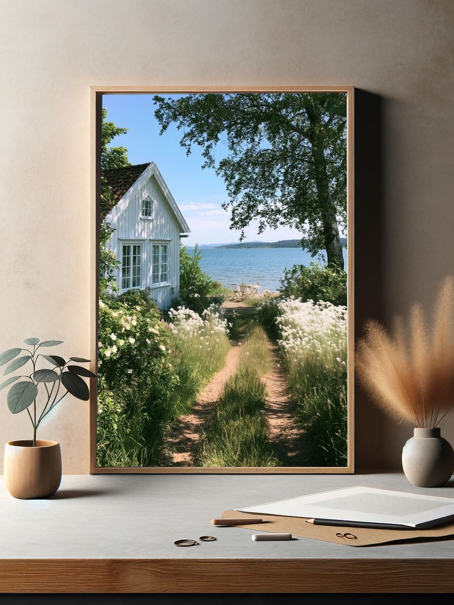 Lakeside Cottage Nature Poster. — room view 2